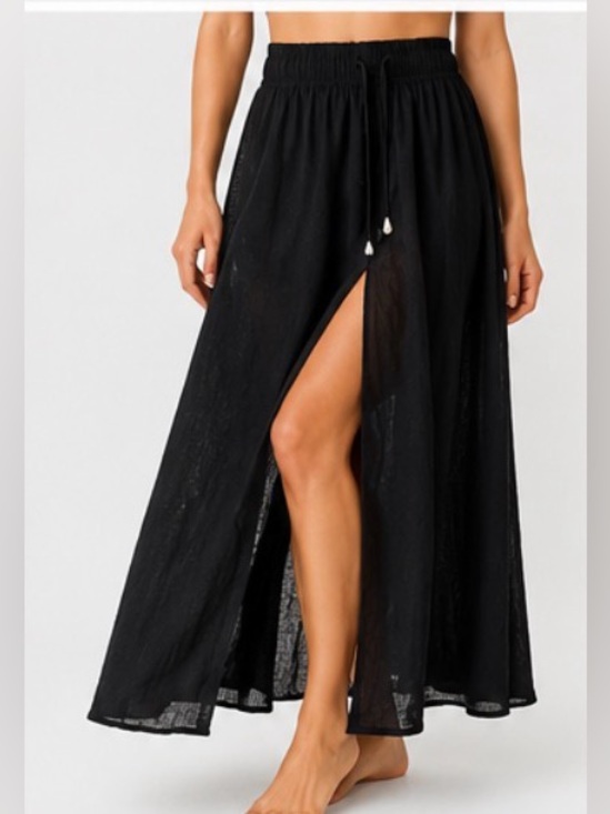 Joie Dresses & Skirts - NWT Joie Black Semi-Sheer Maxi Skirt with Front Slit